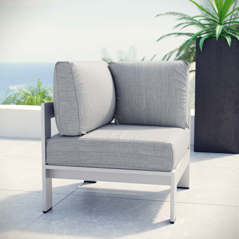 SHORE OUTDOOR PATIO ALUMINUM CORNER SOFA
