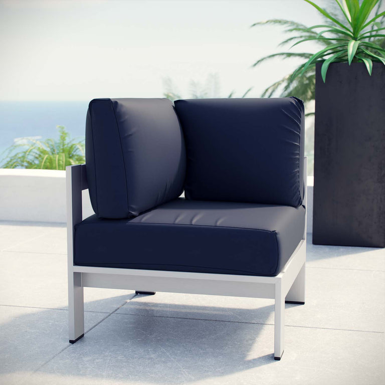 SHORE OUTDOOR PATIO ALUMINUM CORNER SOFA