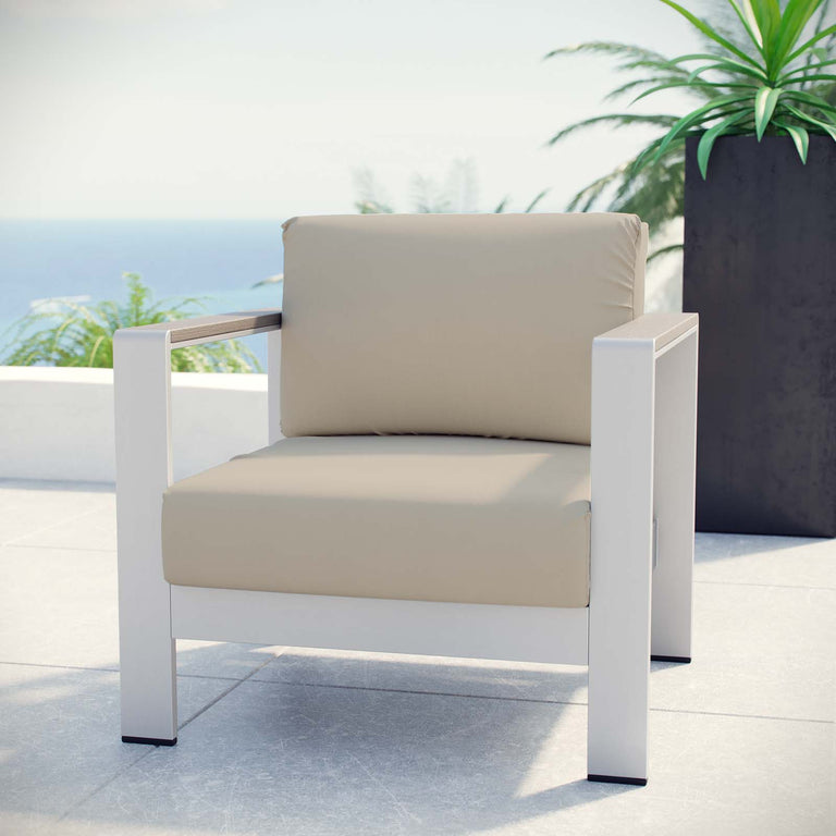 SHORE OUTDOOR PATIO ALUMINUM ARMCHAIR