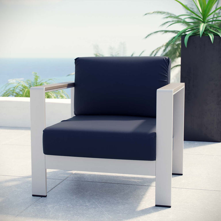 SHORE OUTDOOR PATIO ALUMINUM ARMCHAIR