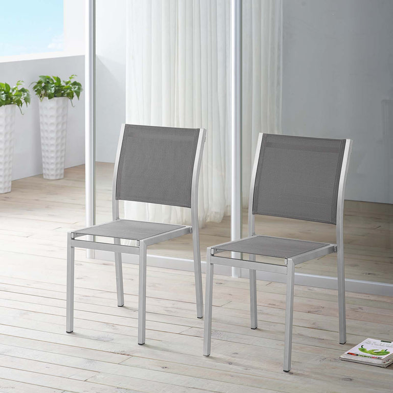 SHORE SIDE CHAIR OUTDOOR PATIO ALUMINUM SET OF 2