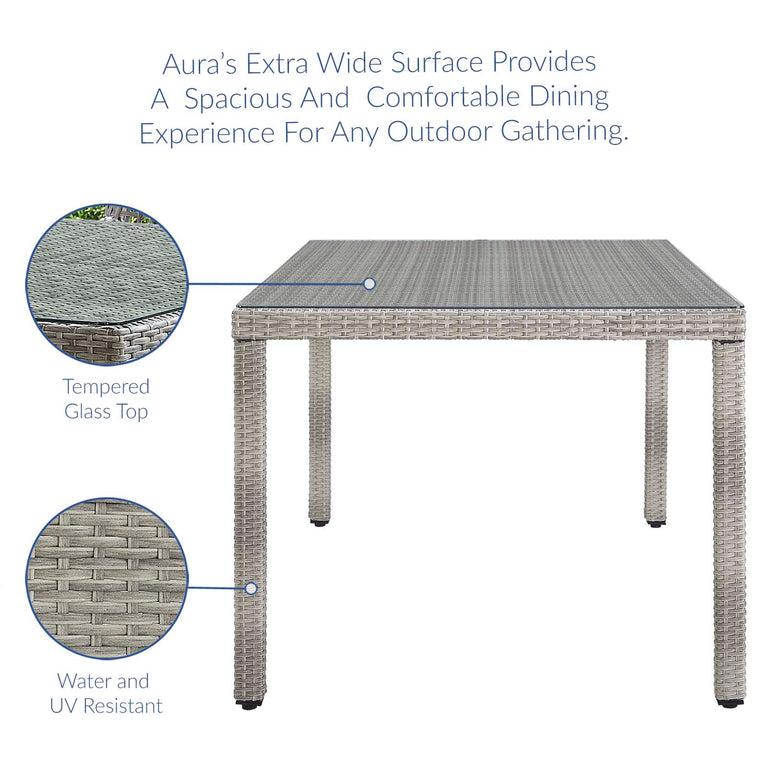 AURA 68" OUTDOOR PATIO WICKER RATTAN DINING TABLE