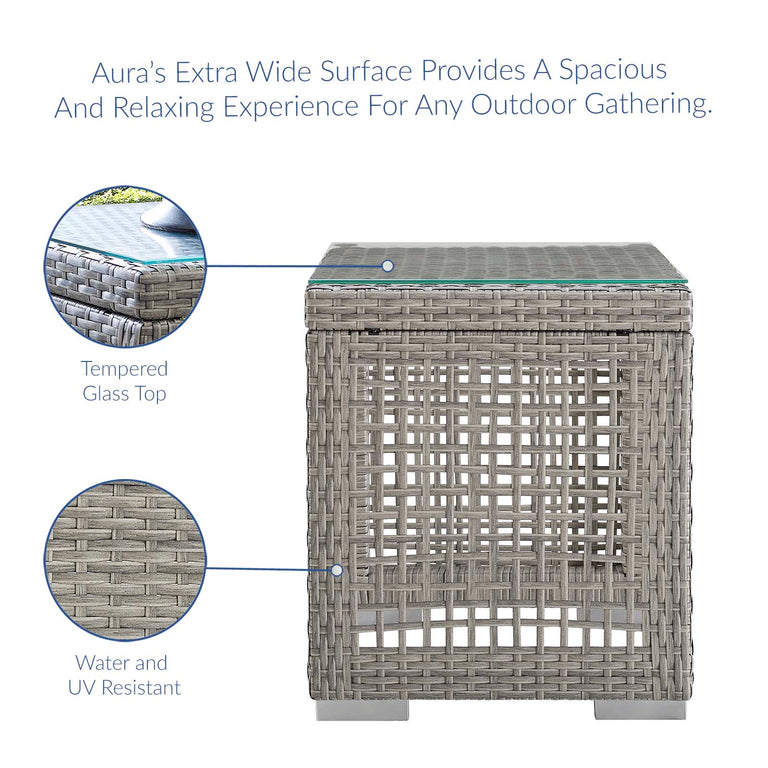 AURA OUTDOOR PATIO WICKER RATTAN SIDE TABLE