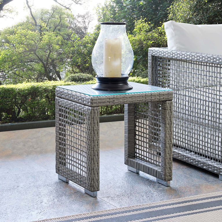 AURA OUTDOOR PATIO WICKER RATTAN SIDE TABLE