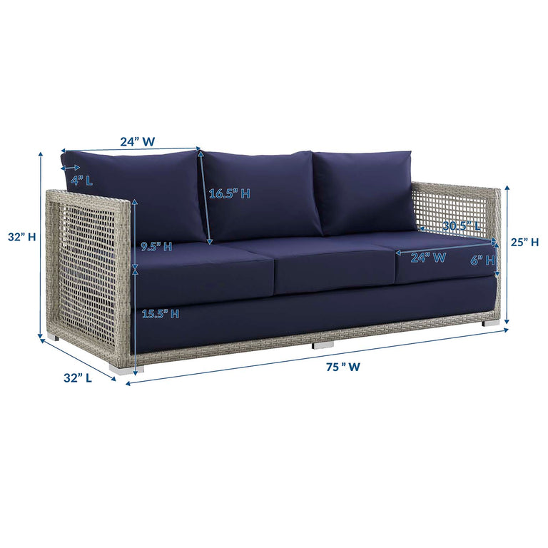 AURA OUTDOOR PATIO WICKER RATTAN SOFA