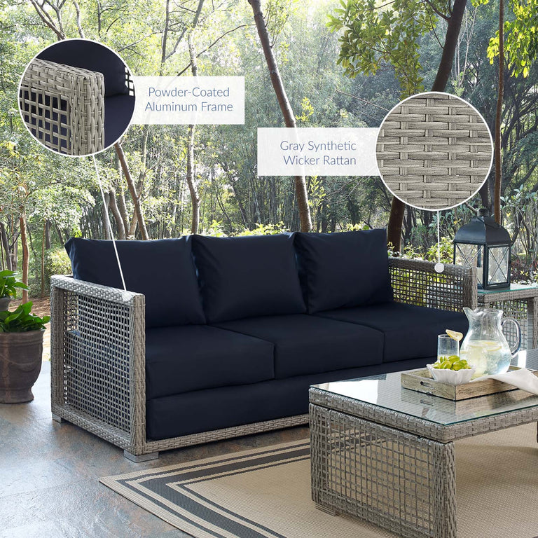 AURA OUTDOOR PATIO WICKER RATTAN SOFA