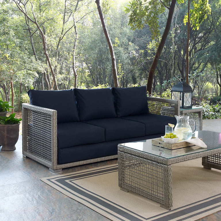 AURA OUTDOOR PATIO WICKER RATTAN SOFA