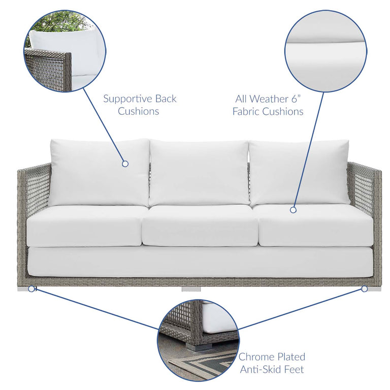 AURA OUTDOOR PATIO WICKER RATTAN SOFA