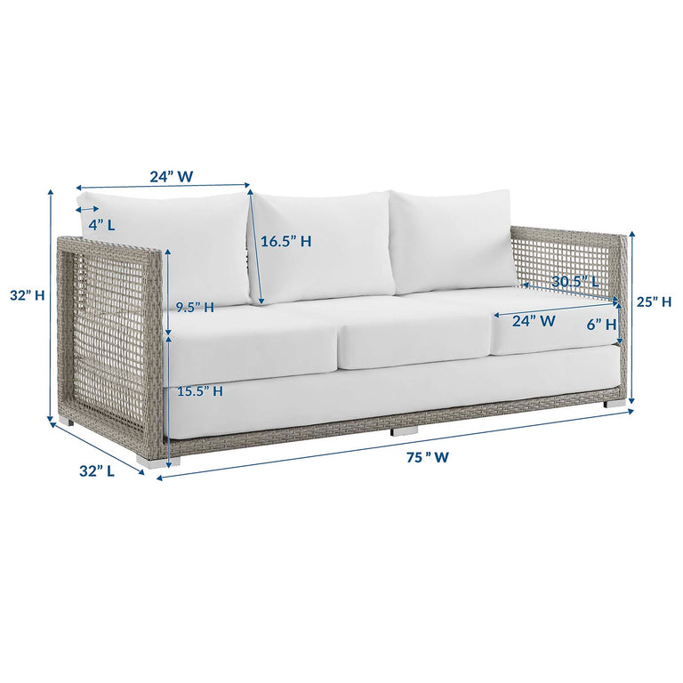AURA OUTDOOR PATIO WICKER RATTAN SOFA