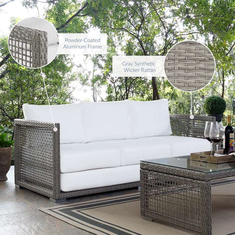 AURA OUTDOOR PATIO WICKER RATTAN SOFA