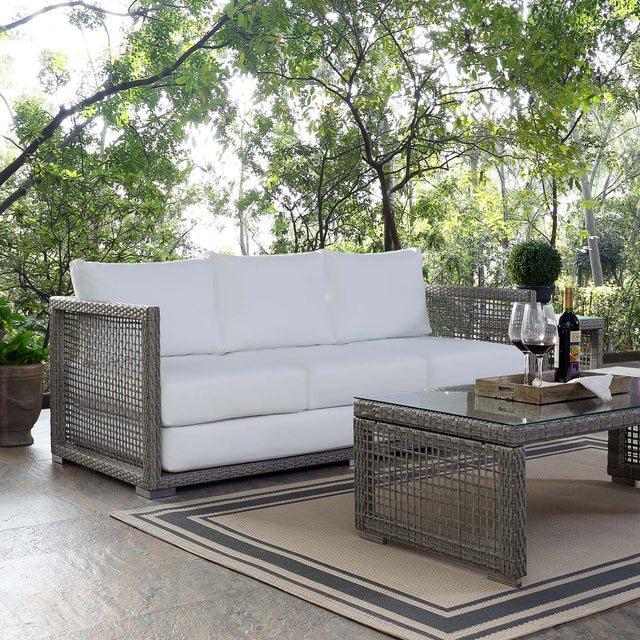 AURA OUTDOOR PATIO WICKER RATTAN SOFA