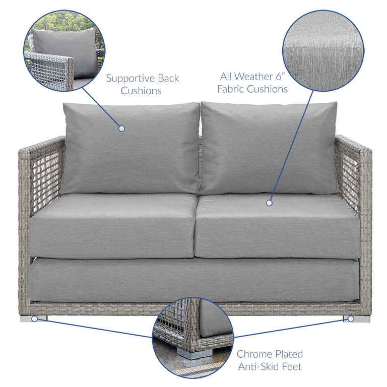AURA OUTDOOR PATIO WICKER RATTAN LOVESEAT