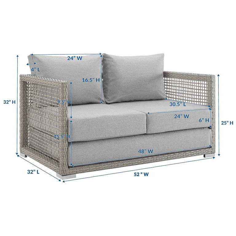 AURA OUTDOOR PATIO WICKER RATTAN LOVESEAT