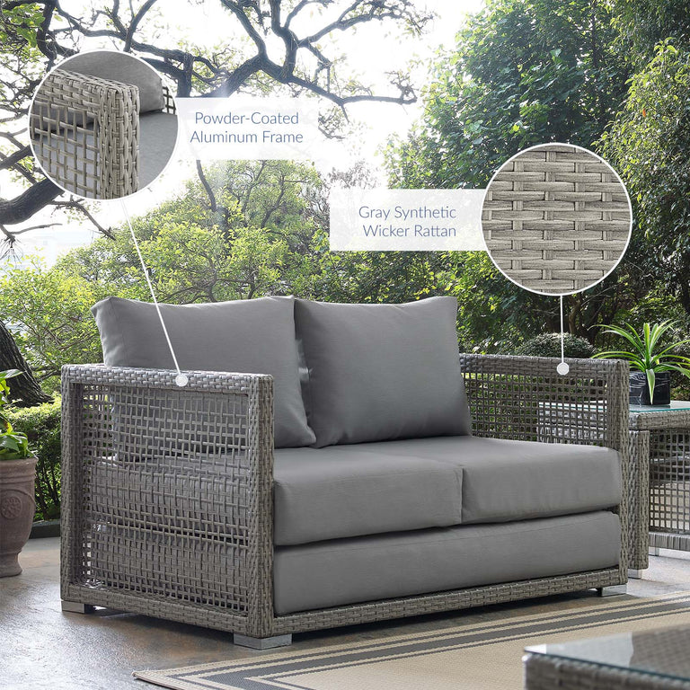 AURA OUTDOOR PATIO WICKER RATTAN LOVESEAT