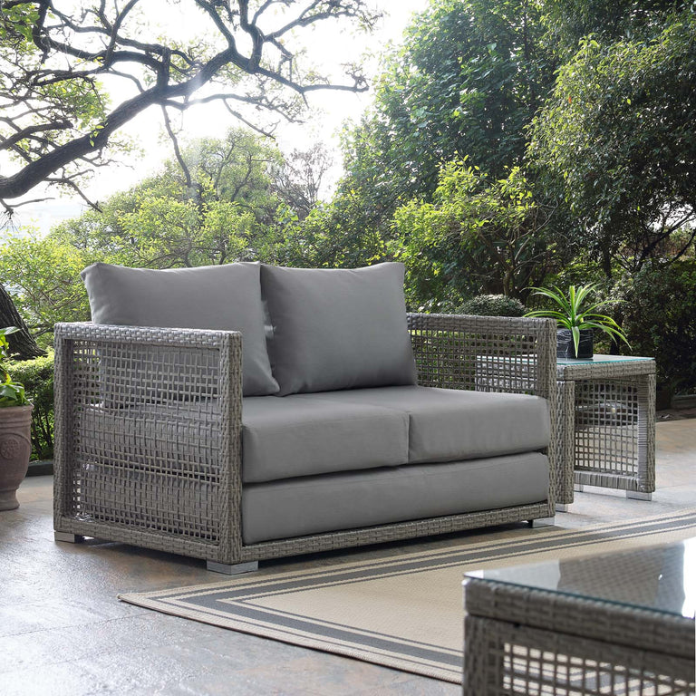 AURA OUTDOOR PATIO WICKER RATTAN LOVESEAT