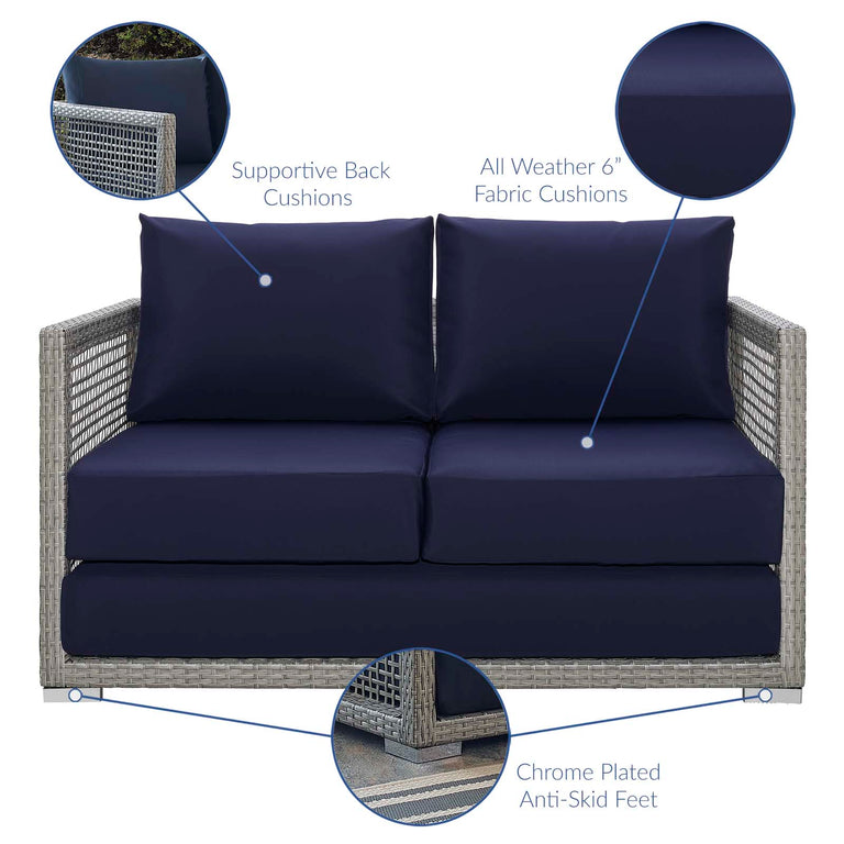 AURA OUTDOOR PATIO WICKER RATTAN LOVESEAT