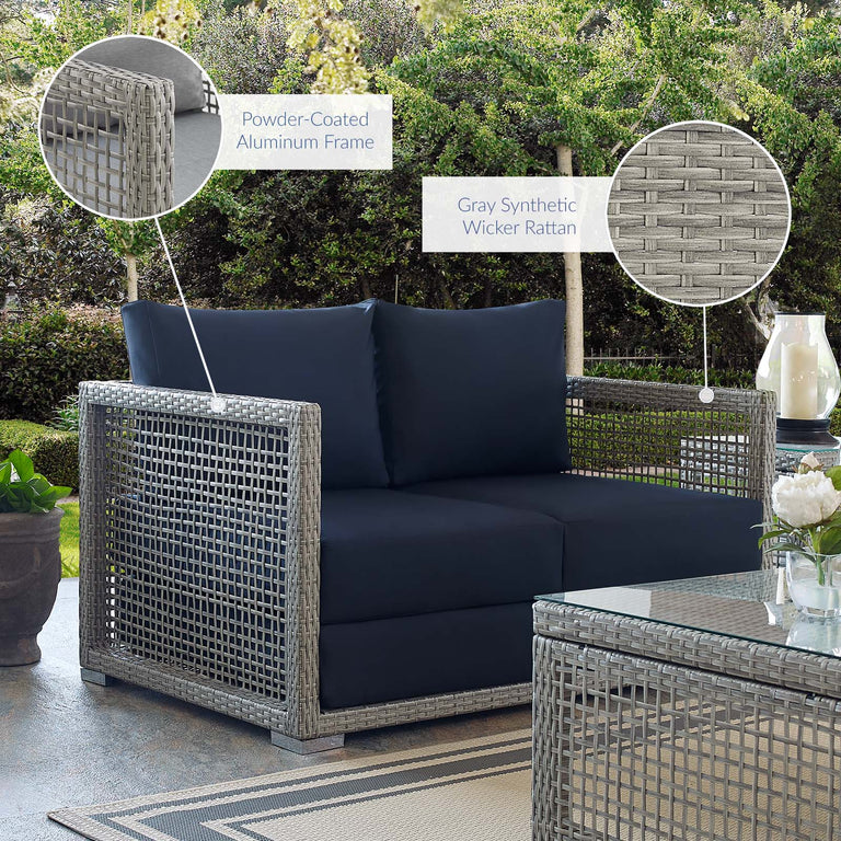 AURA OUTDOOR PATIO WICKER RATTAN LOVESEAT