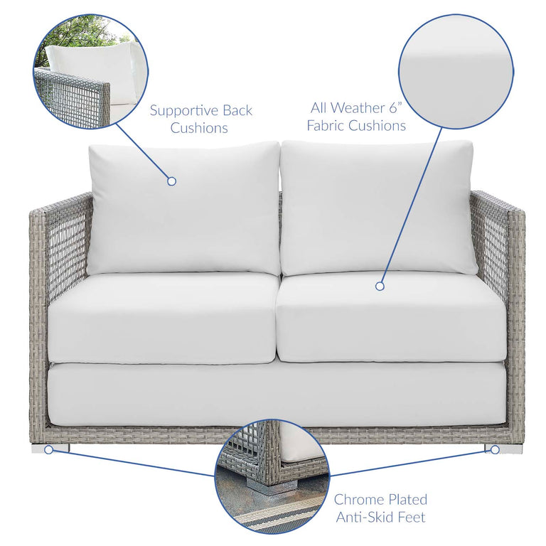 AURA OUTDOOR PATIO WICKER RATTAN LOVESEAT