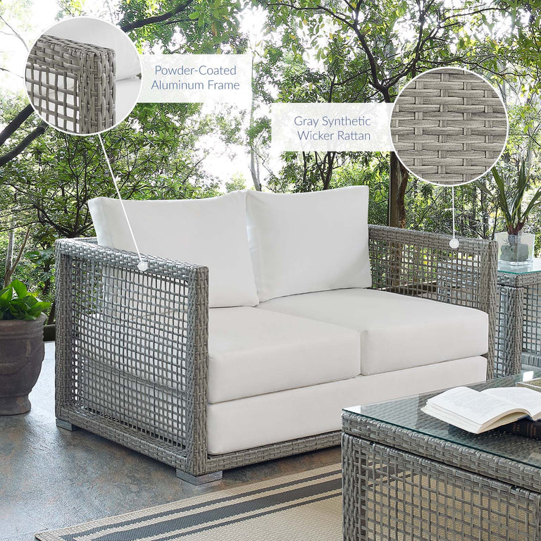 AURA OUTDOOR PATIO WICKER RATTAN LOVESEAT