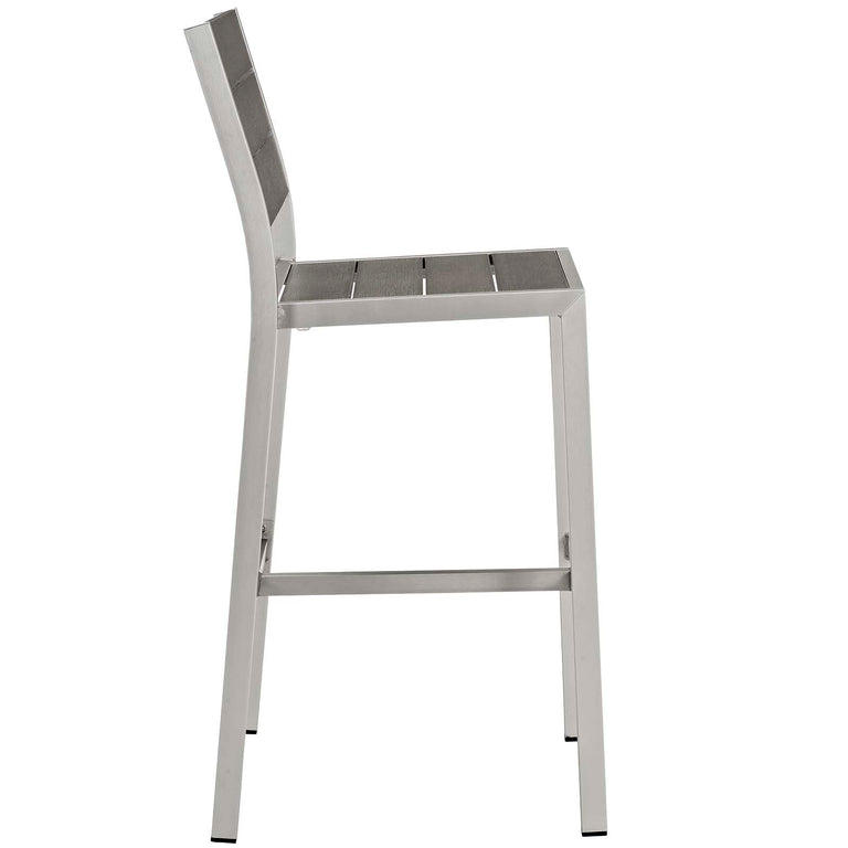 SHORE ARMLESS BAR STOOL OUTDOOR PATIO ALUMINUM SET OF 2