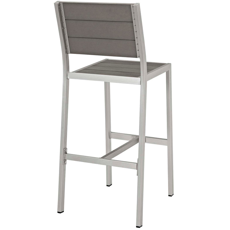SHORE ARMLESS BAR STOOL OUTDOOR PATIO ALUMINUM SET OF 2