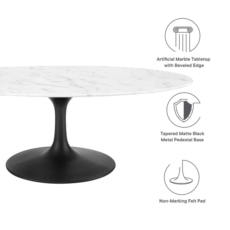 LIPPA OVAL FAUX MARBLE COFFEE TABLE | LIVING ROOM