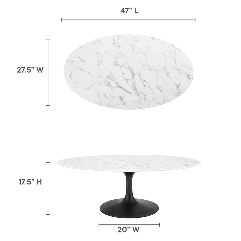 LIPPA OVAL FAUX MARBLE COFFEE TABLE | LIVING ROOM