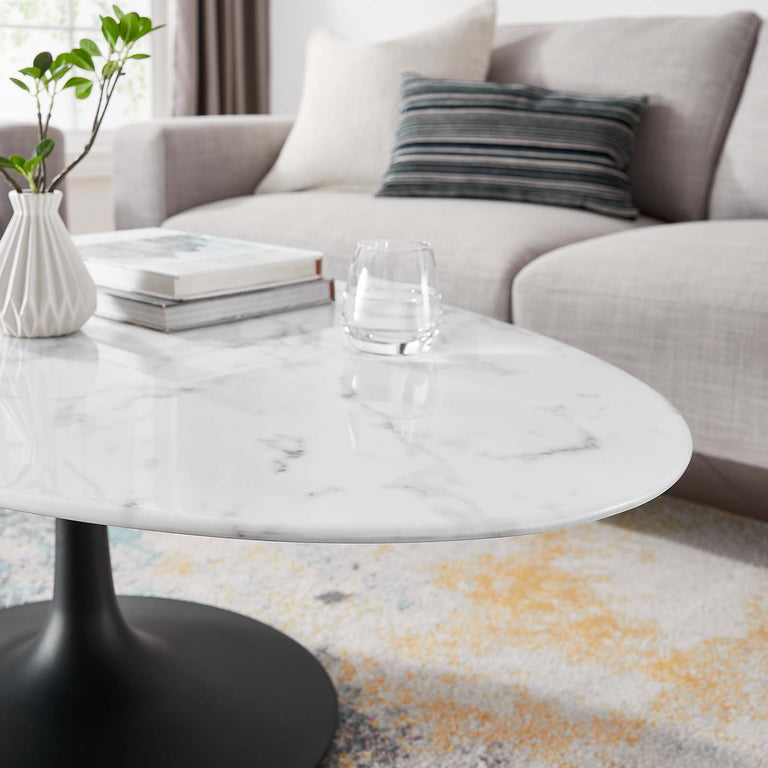 LIPPA OVAL FAUX MARBLE COFFEE TABLE | LIVING ROOM