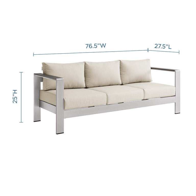 SHORE OUTDOOR PATIO ALUMINUM SOFA