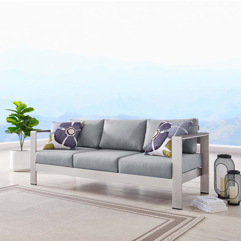 SHORE OUTDOOR PATIO ALUMINUM SOFA