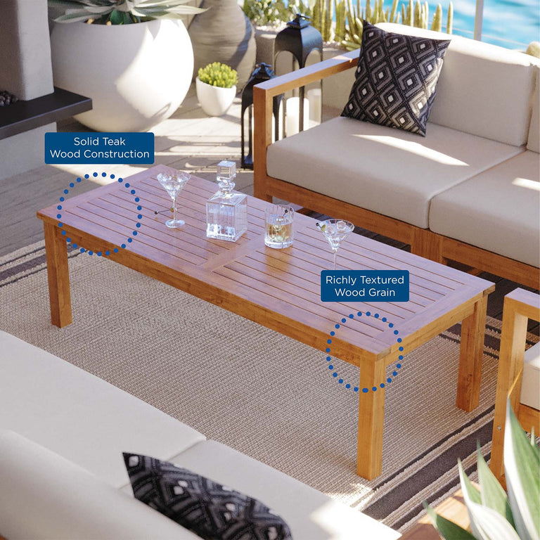 UPLAND OUTDOOR PATIO TEAK WOOD COFFEE TABLE