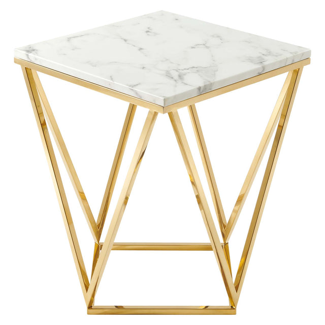VERTEX GOLD METAL STAINLESS STEEL END TABLE | LIVING ROOM