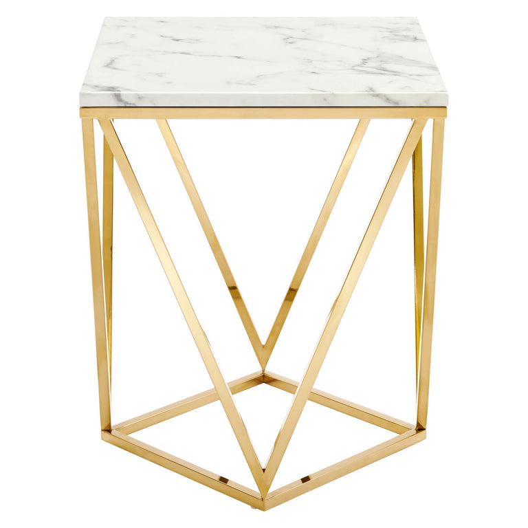 VERTEX GOLD METAL STAINLESS STEEL END TABLE | LIVING ROOM