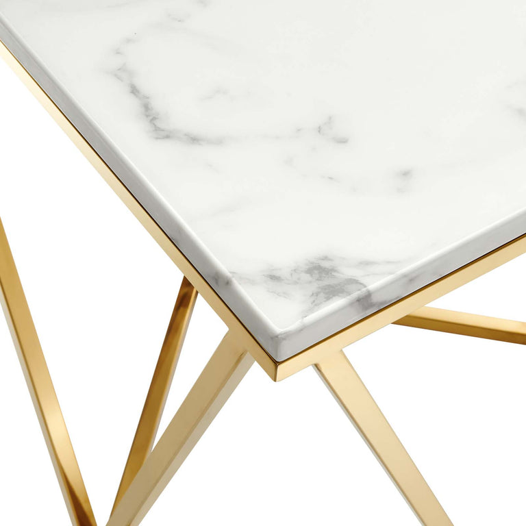 VERTEX GOLD METAL STAINLESS STEEL END TABLE | LIVING ROOM