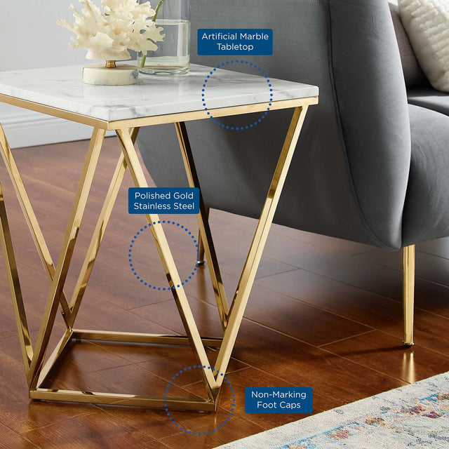 VERTEX GOLD METAL STAINLESS STEEL END TABLE | LIVING ROOM