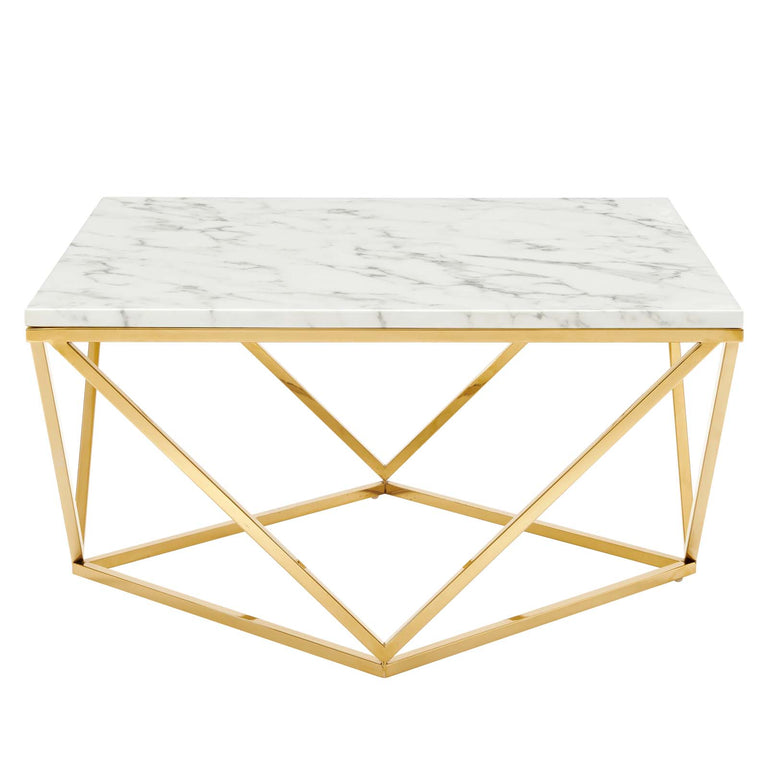 VERTEX GOLD METAL STAINLESS STEEL COFFEE TABLE | LIVING ROOM