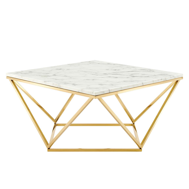 VERTEX GOLD METAL STAINLESS STEEL COFFEE TABLE | LIVING ROOM