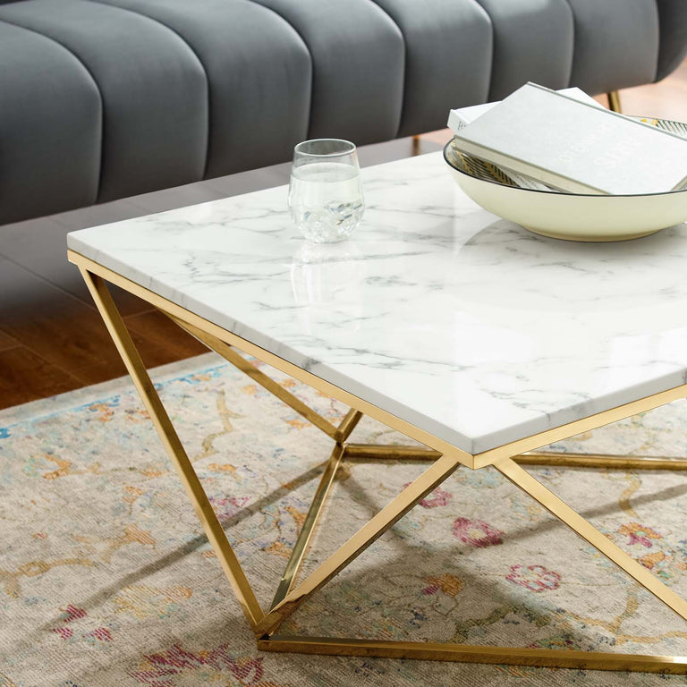 VERTEX GOLD METAL STAINLESS STEEL COFFEE TABLE | LIVING ROOM