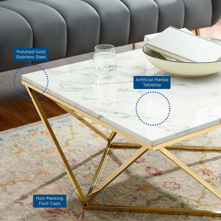 VERTEX GOLD METAL STAINLESS STEEL COFFEE TABLE | LIVING ROOM