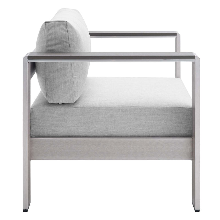 SHORE SUNBRELLA® FABRIC ALUMINUM OUTDOOR PATIO ARMCHAIR