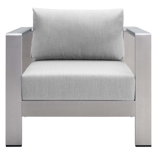 SHORE SUNBRELLA® FABRIC ALUMINUM OUTDOOR PATIO ARMCHAIR