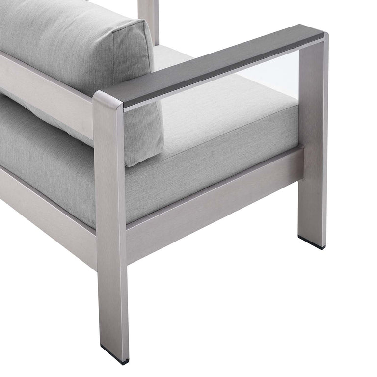 SHORE SUNBRELLA® FABRIC ALUMINUM OUTDOOR PATIO ARMCHAIR
