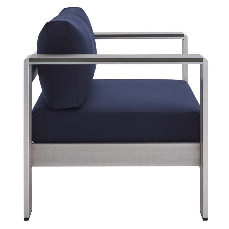 SHORE SUNBRELLA® FABRIC ALUMINUM OUTDOOR PATIO ARMCHAIR