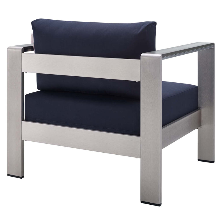 SHORE SUNBRELLA® FABRIC ALUMINUM OUTDOOR PATIO ARMCHAIR
