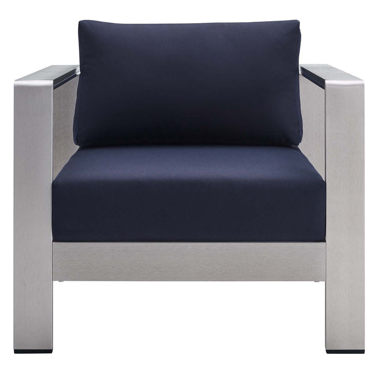 SHORE SUNBRELLA® FABRIC ALUMINUM OUTDOOR PATIO ARMCHAIR