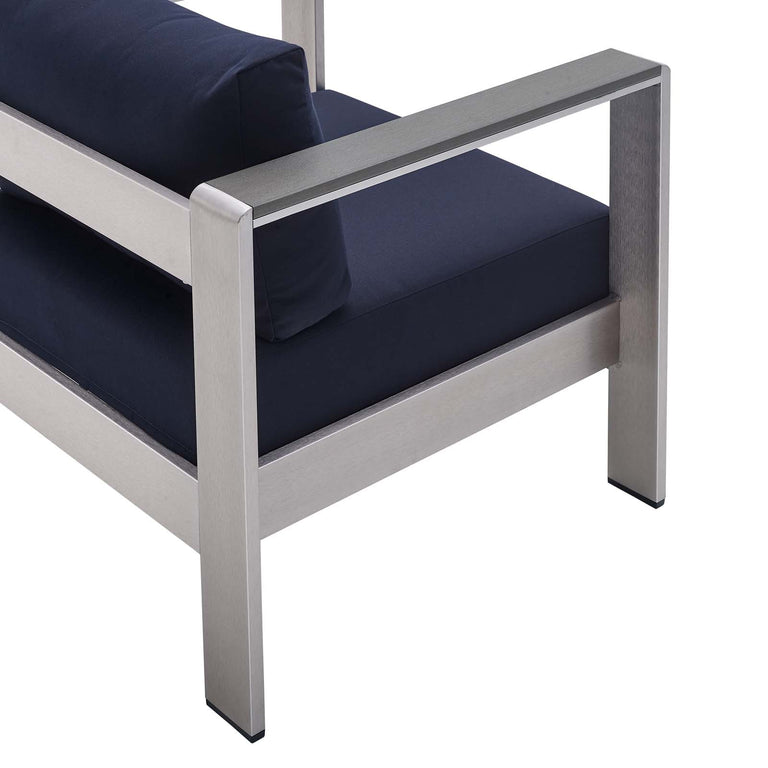 SHORE SUNBRELLA® FABRIC ALUMINUM OUTDOOR PATIO ARMCHAIR