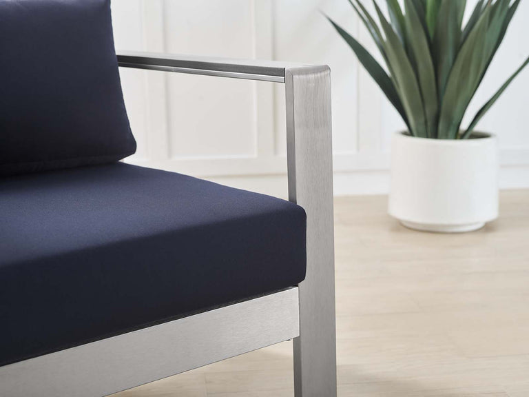 SHORE SUNBRELLA® FABRIC ALUMINUM OUTDOOR PATIO ARMCHAIR