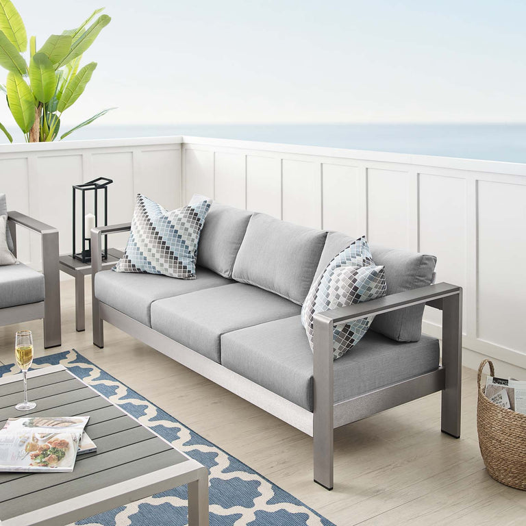 SHORE SUNBRELLA® FABRIC ALUMINUM OUTDOOR PATIO SOFA