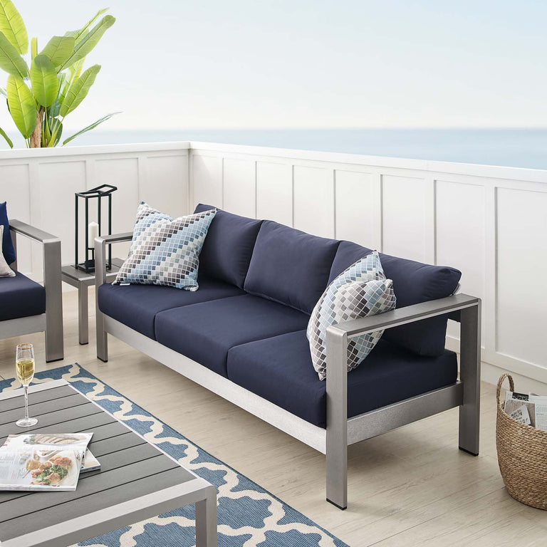 SHORE SUNBRELLA® FABRIC ALUMINUM OUTDOOR PATIO SOFA