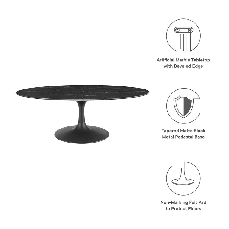 LIPPA OVAL FAUX MARBLE COFFEE TABLE | LIVING ROOM